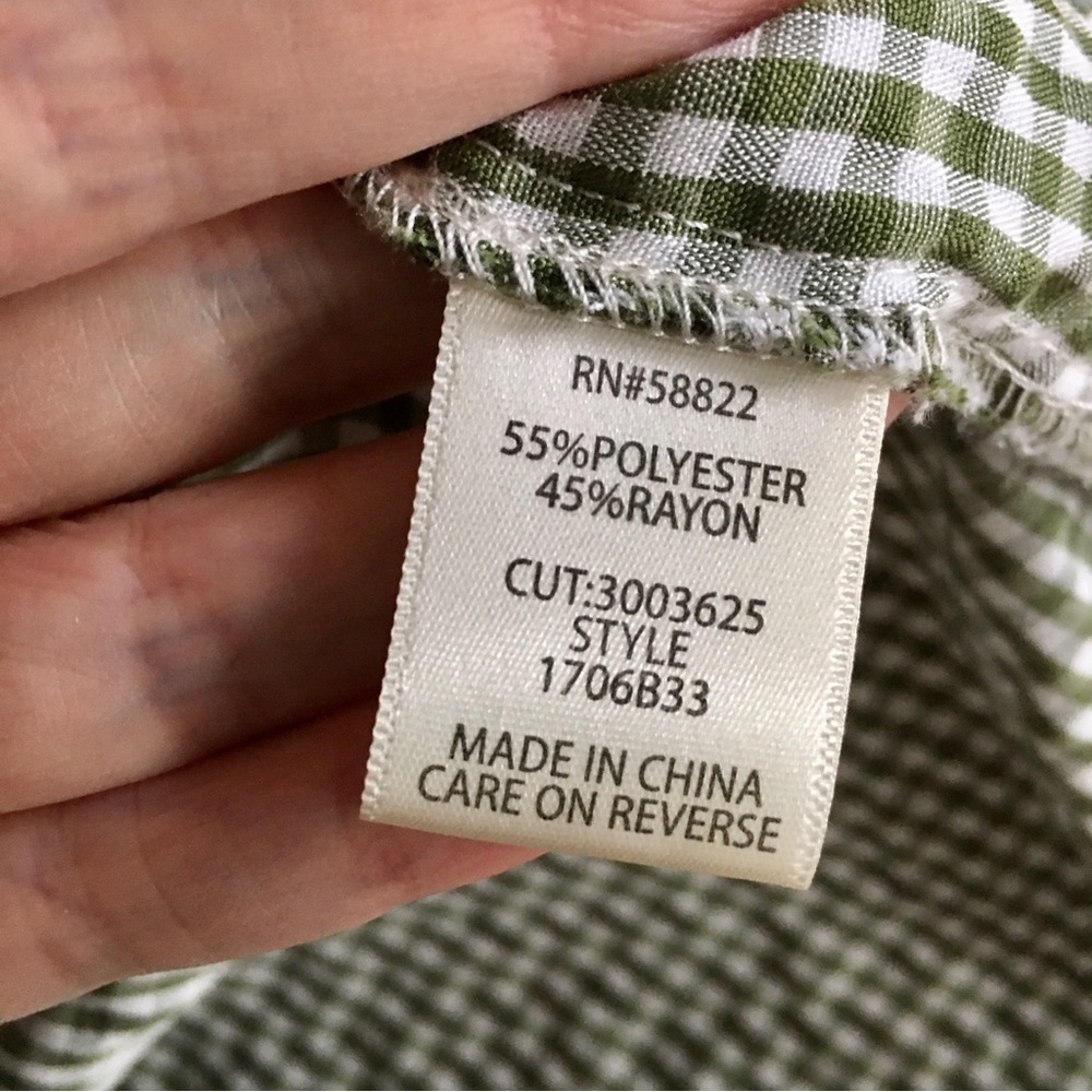Green + White Gingham Blouse, Statement Sleeves, … - image 8